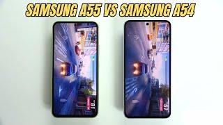 Samsung Galaxy A55 vs Samsung Galaxy A54 | Video test Display, SpeedTest, Camera Comparison