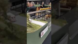 N Scale UP F-Unit freight train passes over-under bridge! #modeltrains #nscale #hobby #shorts