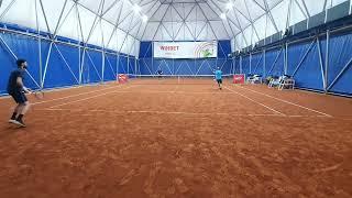 Luxilon 4g Rough Kick serve and Backhand Winner! VAMOS!