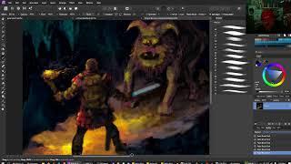 Painting in Affinity for a few minutes and listening to The Shadow, Nate Marcel Live Stream