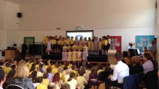 The choir of Ysgol Panteg welcome guests to the school's official opening