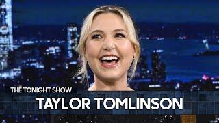 Taylor Tomlinson Talks Save Me Comedy Tour and Gets Jimmy to Sign a Fever Pitch DVD | Tonight Show