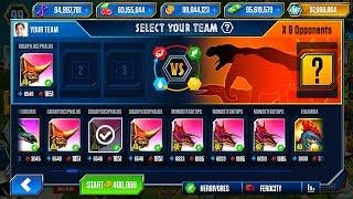 GIGAKYLOCEPHALUS Vs MONOSTEGOTOPS DEFEAT 9 OPPONENTS | JURASSIC WORLD THE GAME