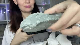 ASMR crunch dry chalk in blue Uzbek  clay/ Хруст мелом Севрюково в пасте из Голубой Узбекской глины