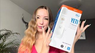 ASMR | UNBOXING MY NEW BLUE YETI (clicky whispering, mouth sounds)