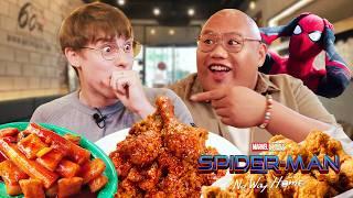 Spider-Man’s Best-Friend Ned tries the SPICIEST Korean Chicken!!!