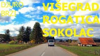 Višegrad - Rogatica - Sokolac, driving by car, main roads M5 and M19.3, October 2024