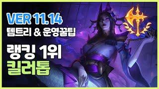 시즌 11 천상계 카시오페아 랭킹 1위 킬러톱ㅣ라인전 템트리 딜교방법 운영ㅣ천상계 장인유저 관전ㅣPatch 11 14ㅣ정복자ㅣ