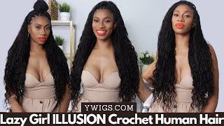 No Time For Small Box Braids? Try these Crochet Mermaid Braids w/Human Hair Boho Waves | ft. YWIGS