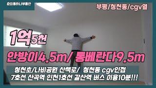 [부평빌라급매물]매물번호0891 1억5천 대형평수 안방이4.5m 통베란다 5층중3층 청천동CGV 부평IC,갈산역,7호선 산곡역 이용가능