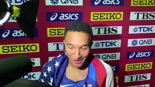 Donavan Brazier after breaking American Record and winning gold in Doha