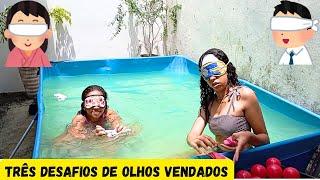 Três Desafios com os Olhos Vendados na Piscina