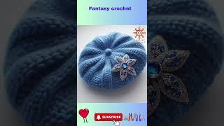 Delightful Blue Luxury: Knitted Berets with Brooches. Share ideas #design #crochet #knitting #woman