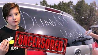  Kid Writes "Dumb A**" On Back Of Car Window - [ Uncensored Version ]