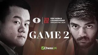 DING vs. GUKESH | FIDE World Chess Championship 2024 Game 2 | Will Ding Hold His Advantage?