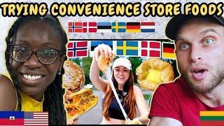 REACTION TO Trying Weird Convenience Store Foods Across Europe |Sweden, Germany, Netherlands, Norway