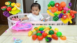 Learning vegetable and fruit name for kids, very cute video for children  AnAn ToysReview TV 