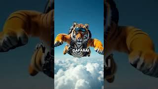 A Bengal tiger in skydiving attire fall  #aianimation #aianimated  #animationai