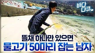 뜰채만 있으면 물고기 50마리 거뜬하게 잡는 남자 / 영산도 뜰채 숭어잡이 / #바다다큐