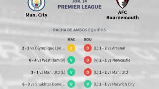 Previa Man. City vs AFC Bournemouth - Jornada 14 - Premier League 2018 - Pronósticos y horarios