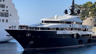 86 m. MAN OF STEEL (ex. SEVEN SEAS) Superyacht leaving Port Hercules Monaco ​⁠​⁠@archiesvlogmc