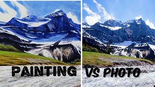 How To Paint Snowy Mountain and River Lanscape With Acrylic Time Lapse |Realistic Painting |Eps69