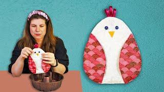 DIY Chicken Potholder in 15 minutes [FREE sewing pattern included]