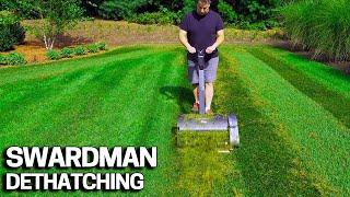 Swardman Electra Lawn Dethatching & How to Swap Implements on this Reel Mower