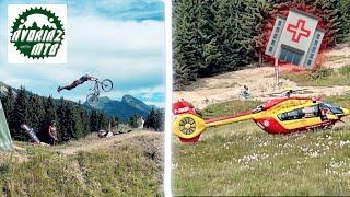 On découvre le Bikepark d'Avoriaz mais il y a trop de crash...