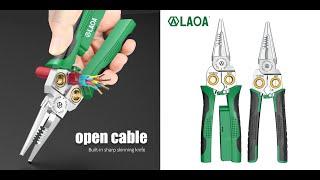 LAOA 8-In-1 Stainless Steel Multifunctional Electrician's Pointed Nose Pliers for Wire Stripping and