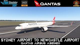 Sydney Airport To Newcastle Airport Australia Microsoft Flight Simulator 2024 | Airbus A320 Qantas