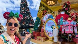 All the Christmas Decorations are Up at the Magic Kingdom! Holiday Merchandise and Treats!