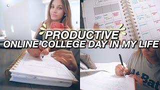 PRODUCTIVE ONLINE COLLEGE DAY IN MY LIFE: zoom class, studying, planning my week + time management