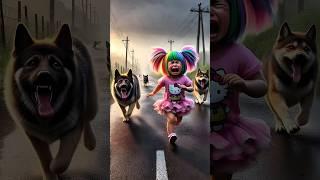  Evolution of Dog : little girl chassed by dogs ️ #doglover #puppy #dog #shorts #copydoggy