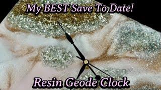 #580 Amazing Save On This Pink & White Geode Style Clock!