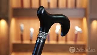 Premium Ebony Derby Walking Cane With Ebony Wood Shaft and Pewter Collar 80798