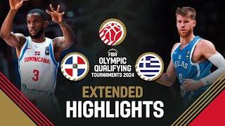 Dominican Republic  vs Greece  | Extended Highlights | FIBA OQT 2024 Greece