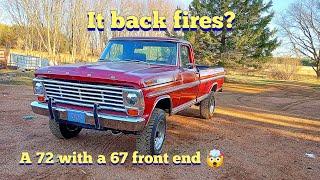 1972 ford f250 4x4 cold start up walk around and drive #youtube #ford #funny