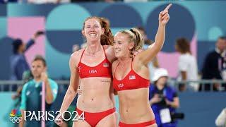 U.S. duo Kelly Cheng, Sara Hughes take down Czechia in straight sets | Paris Olympics | NBC Sports