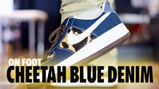 ON FOOT! Nike Air Force 1 Cheetah Blue Denim Pony Hair Obsidian Schopes 4K IB3674-400