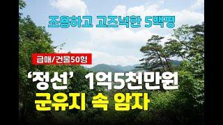 급매~[강원도사찰매매] 정선군 신동읍 군유림 속 산중 암자 1.5억(절 토굴)기도터 촌집