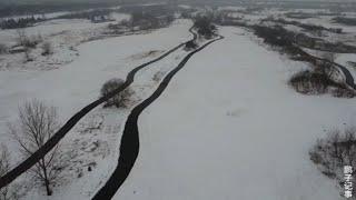 雪中西安渭河湿地公园美景，无人机拍摄画面美轮美奂！新装备是好