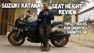 Suzuki Katana SEAT HEIGHT REVIEW | Riding Tips & Tricks for Short Riders | How to ride a TALL BIKE