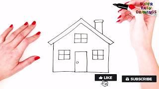 How To Draw A House Step By Step | House Drawing For Kids | Super Easy Drawing Tutorials