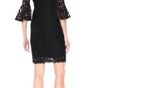 Adrianna Papell Women's Off The Shoulder Solid Lace Cocktail Dress with Bell Sleeve