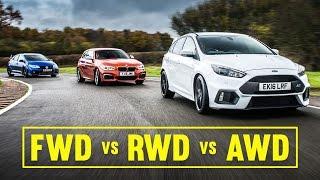 AWD vs FWD vs RWD: Focus RS, Civic Type R, M140i Track Battle