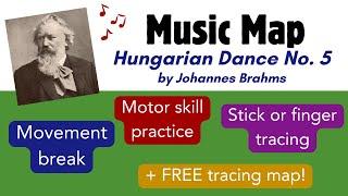 Musical Tracing Map - Brahms Hungarian Dance No. 5 - Brain Break and Movement Activity