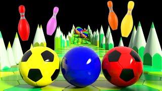 Bowling Ball Adventure Alphabet Song Kinetic Sand Learn Shapes Letters and Colors for Children