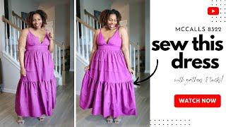 SEW WITH ME: MCCALLS 8322 VIEW C MAXI DRESS WITH TUCKS AND  GATHERS