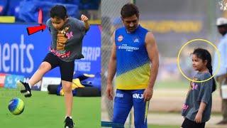 Ziva Dhoni Played Football With Her Father MS Dhoni At Chennai Stadium | Csk vs dc